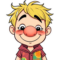 A cartoon-style vector illustration of a boy with a comically oversized fat nose