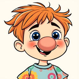 A cartoon-style vector illustration of a boy with a comically oversized fat nose