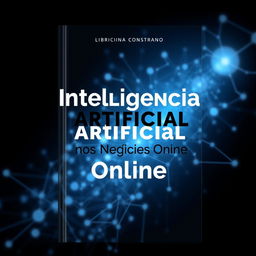 A visually striking ebook cover design for a book titled 'Inteligência Artificial nos Negócios Online'