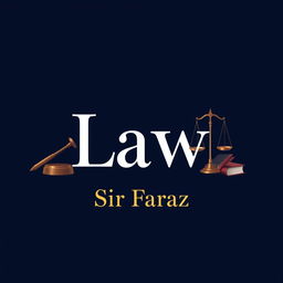 A full-size straight book cover for the title "Law" by Sir Faraz, featuring a sleek, modern design