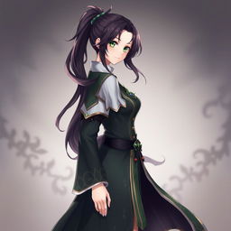 A full body illustration of a female original character from Genshin Impact set in the Fontaine region
