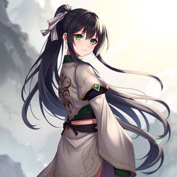 A full body illustration of a female original character from Genshin Impact set in the Fontaine region