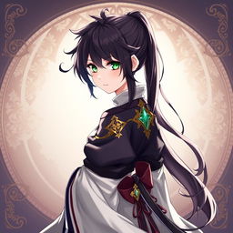 A full body illustration of a female original character from Genshin Impact set in the Fontaine region