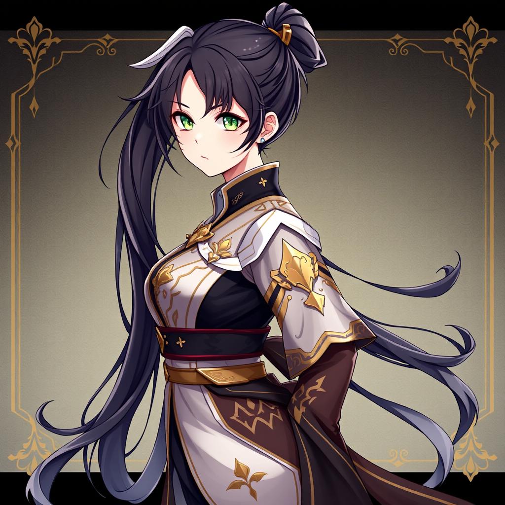 A full body illustration of a female original character from Genshin Impact set in the Fontaine region