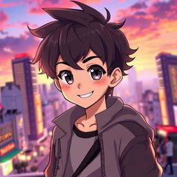 A beautiful anime boy with striking features, large expressive eyes, and stylish hair