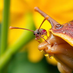 A detailed close-up of a snail's mouth, positioned facing the right side of the image, with the mouth slightly ajar