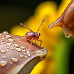 A detailed close-up of a snail's mouth, positioned facing the right side of the image, with the mouth slightly ajar