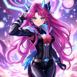 A character from Honkai Star Rail, featuring Fuxuan in a stylish and dynamic transformation pose
