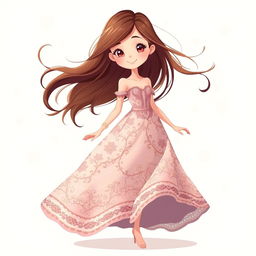 A stylish, animated vector illustration of a girl wearing a very dusty, darty dress