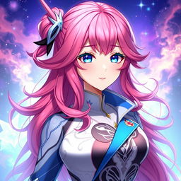 A stunning portrait of Fuxuan from Honkai Star Rail, showcasing her stylish transformation