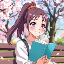 A vibrant illustration of a teenage girl with a stylish ponytail, inspired by anime aesthetics