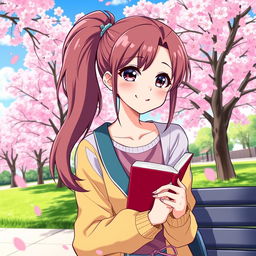 A vibrant illustration of a teenage girl with a stylish ponytail, inspired by anime aesthetics