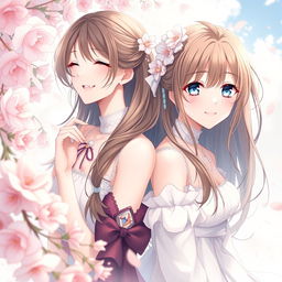 Artistic representation of anime girls with a focus on beauty and elegance
