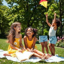 Two girls enjoying a sunny day at a park
