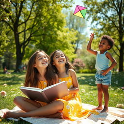 Two girls enjoying a sunny day at a park