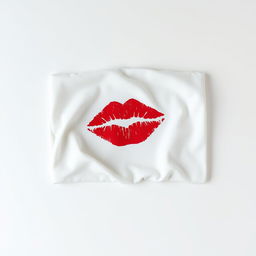 A minimalist artistic composition featuring a white cloth laid flat on a plain white background