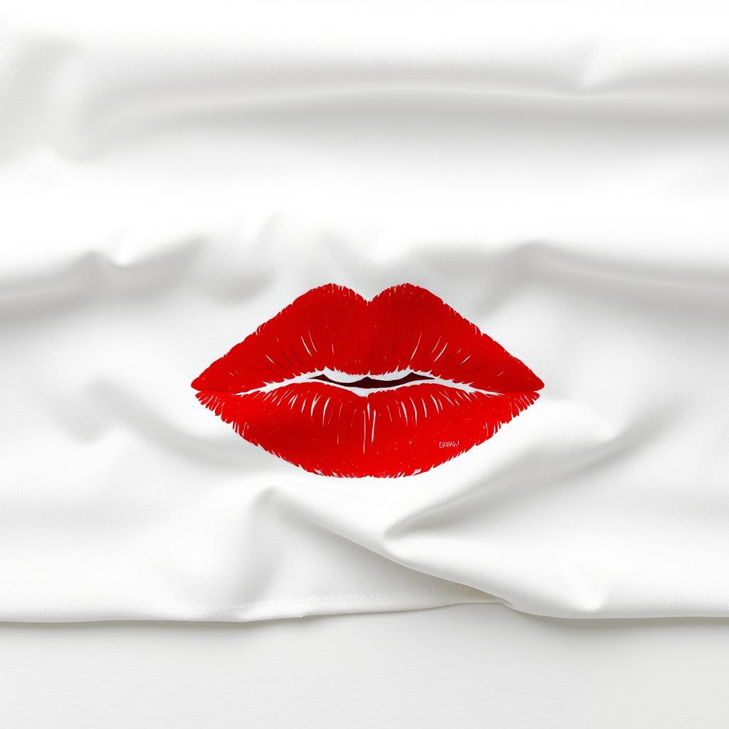 A minimalist artistic composition featuring a white cloth laid flat on a plain white background