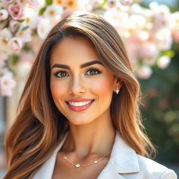 A close-up portrait of a beautiful woman, showcasing her confidence and allure