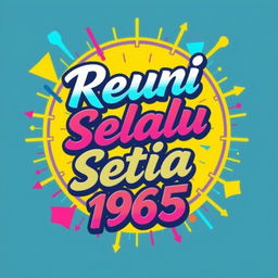 A stylish t-shirt design featuring the text 'Reuni Selalu Setia 1985' prominently displayed