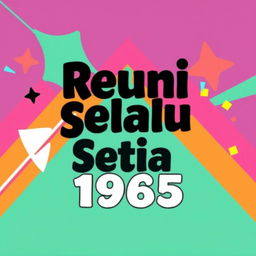 A stylish t-shirt design featuring the text 'Reuni Selalu Setia 1985' prominently displayed