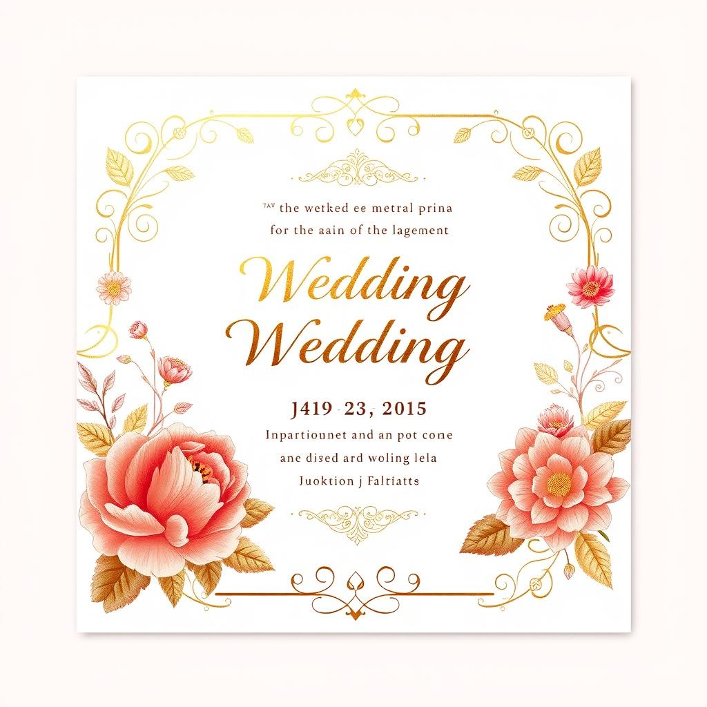 An elegant and creative wedding invitation card design featuring floral patterns and traditional motifs