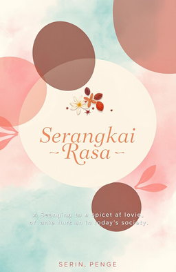 A captivating book cover design for a contemporary novel titled 'Serangkai Rasa', featuring a vibrant and modern aesthetic