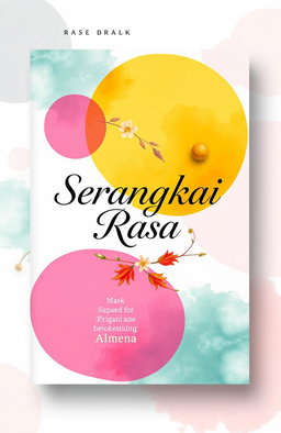 A captivating book cover design for a contemporary novel titled 'Serangkai Rasa', featuring a vibrant and modern aesthetic