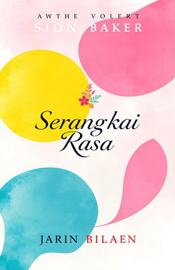 A captivating book cover design for a contemporary novel titled 'Serangkai Rasa', featuring a vibrant and modern aesthetic