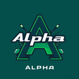 A stylish and modern profile picture for a social media page named 'Alpha', themed around gaming and billiards