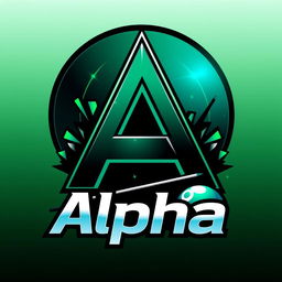 A stylish and modern profile picture for a social media page named 'Alpha', themed around gaming and billiards