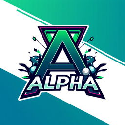 A stylish and modern profile picture for a social media page named 'Alpha', themed around gaming and billiards