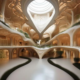 A unique hospital designed in the shape of a realistic human heart, with veins and arteries serving as pathways, set against a tranquil background.