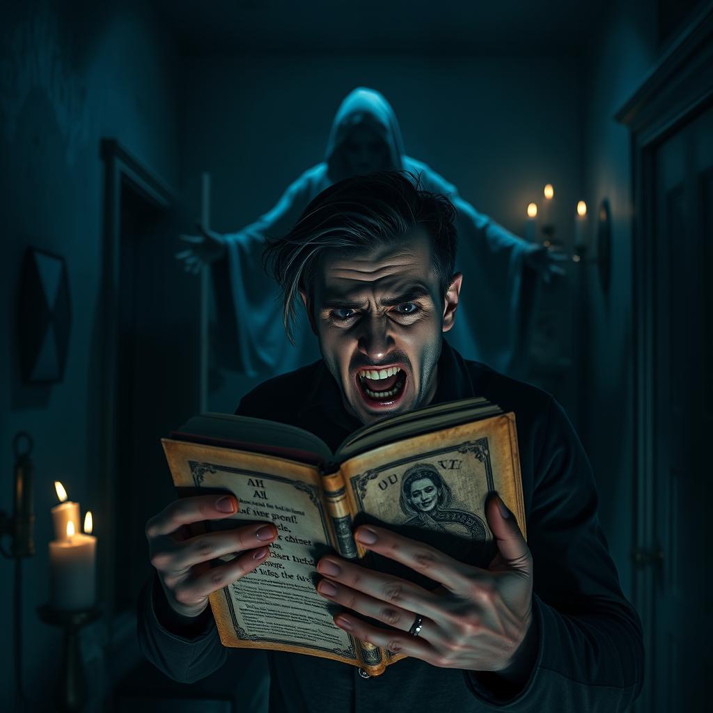 A terrifying horror scene inspired by the theme of cursed spirits and the concept of fear, reminiscent of 'The Conjuring' movies