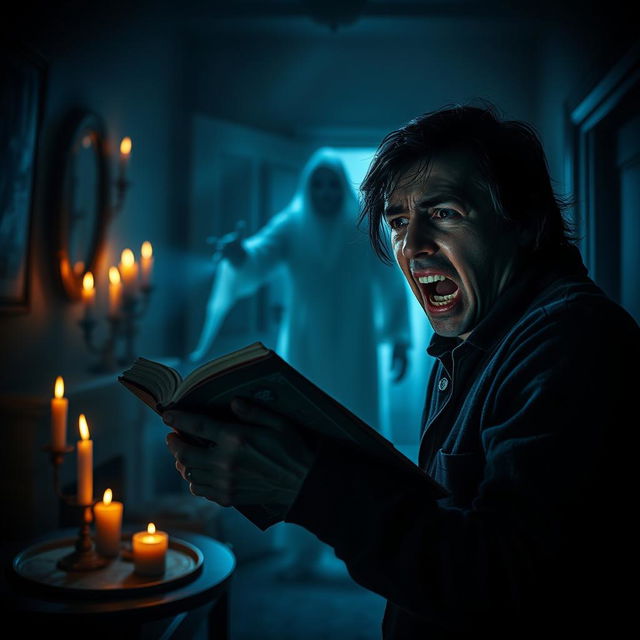 A terrifying horror scene inspired by the theme of cursed spirits and the concept of fear, reminiscent of 'The Conjuring' movies