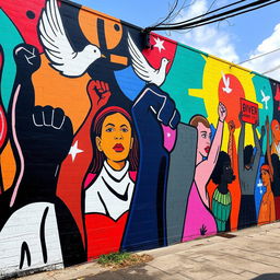 A powerful and thought-provoking mural depicting the impact of social justice movements, with a focus on themes of equality and human rights