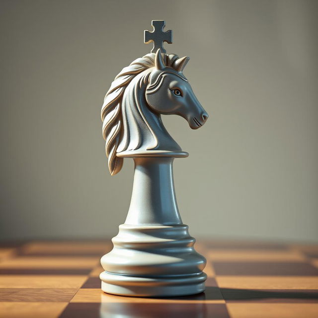 A beautifully designed knight chess piece, showcasing intricate details and craftsmanship