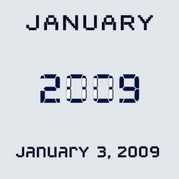 The date 'January 3, 2009' displayed in a Calibri font, with a pixelated effect to give it a digital, retro look
