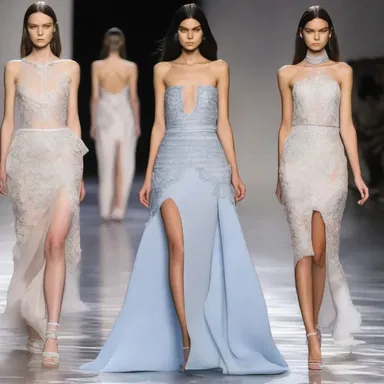 The designer's new collection featured dresses with acanthas as decorative elements, adding a touch of edginess to the outfits.