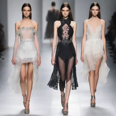 The designer's new collection featured dresses with acanthas as decorative elements, adding a touch of edginess to the outfits.
