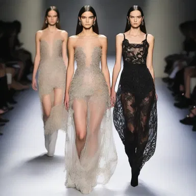 The designer's new collection featured dresses with acanthas as decorative elements, adding a touch of edginess to the outfits.