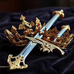 A beautifully detailed and ornate image featuring a sword and a crown