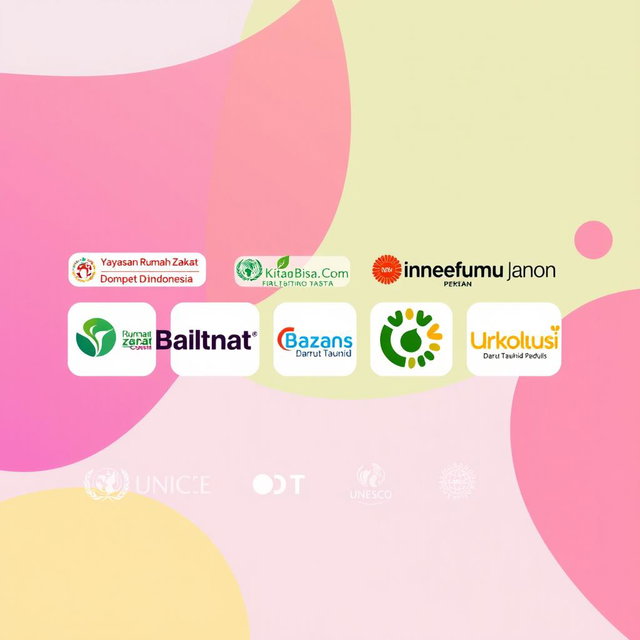 A visually striking header image featuring the logos of several charitable organizations prominently placed