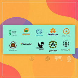 A visually striking header image featuring the logos of several charitable organizations prominently placed