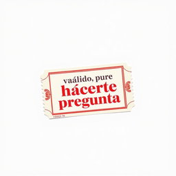 A red fair ticket on a white background, featuring text in Spanish that says "válido para hacerte una pregunta"