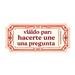 A red fair ticket on a white background, featuring text in Spanish that says "válido para hacerte una pregunta"