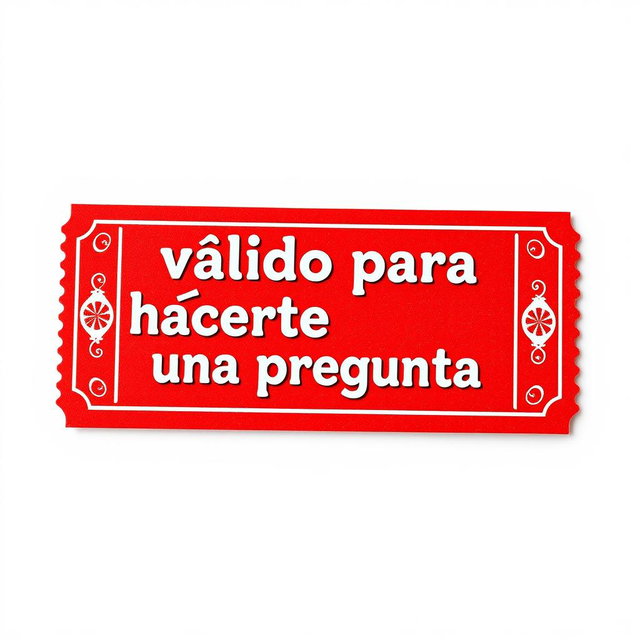 A red fair ticket on a white background, prominently displaying the text in Spanish: "válido para hacerte una pregunta"