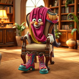A whimsical and imaginative character that is a chair brought to life