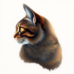 A profile view of a cat featuring a beautifully detailed pointillism style that emphasizes the fur texture, whiskers, and bright eyes