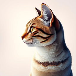 A profile view of a cat featuring a beautifully detailed pointillism style that emphasizes the fur texture, whiskers, and bright eyes