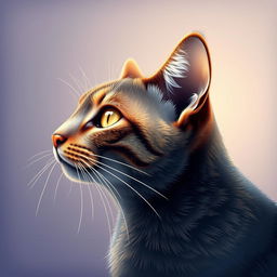 A profile view of a cat featuring a beautifully detailed pointillism style that emphasizes the fur texture, whiskers, and bright eyes